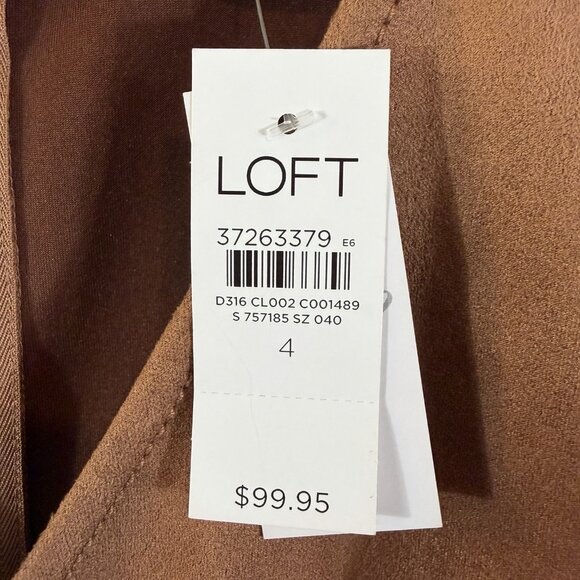 Loft Brown Faux Suede Mini Shift Dress Size 4 V-Neck Casual Spring Boho Preppy - Picture 7 of 11